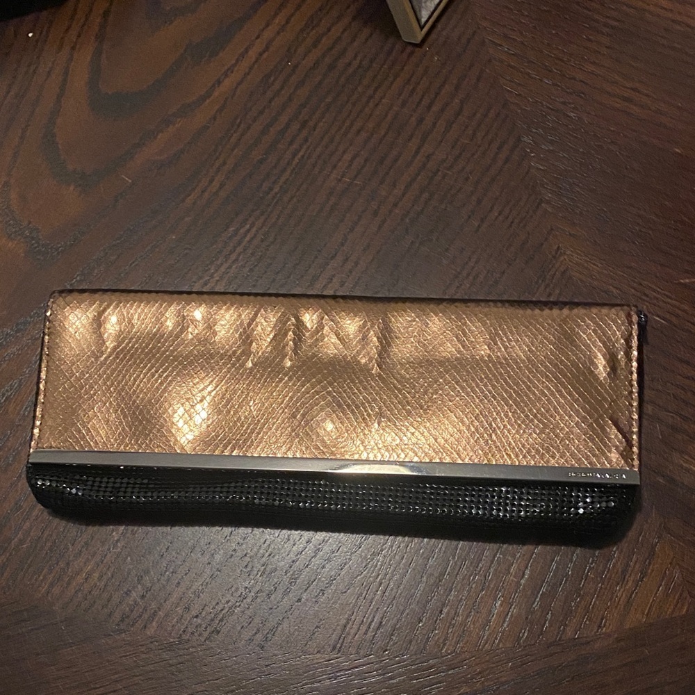BCBGMaxAzria Metallic Gold and Black Clutch